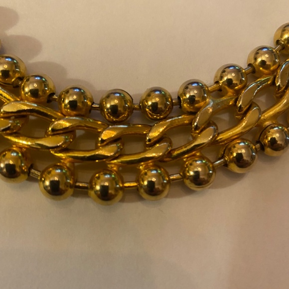 Gold Plated Ball & Chain Collar Necklace 16" - Picture 4 of 8